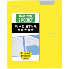 Five Star 2-Pocket Folder, Plastic Folder 1 Count Pack of 1 , Vivid Yellow