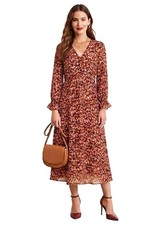 Madewell Floral Midi Dress Size 10 Burgundy Red Fall Cottagecore Boho Lined