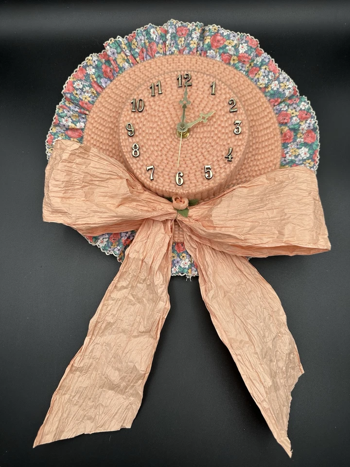Vintage One Of A Kind Crochet Hat Decorative Wall Clock, Unique Elevated Decor - Image 2 of 4