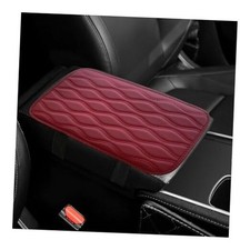 Car Center Console Pad, Waterproof PU Leather Auto Armrest Box Cover, Wine Red