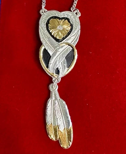 Montana Silversmiths Silver Tone & Gold Tone Lavalier Necklace  18" Long