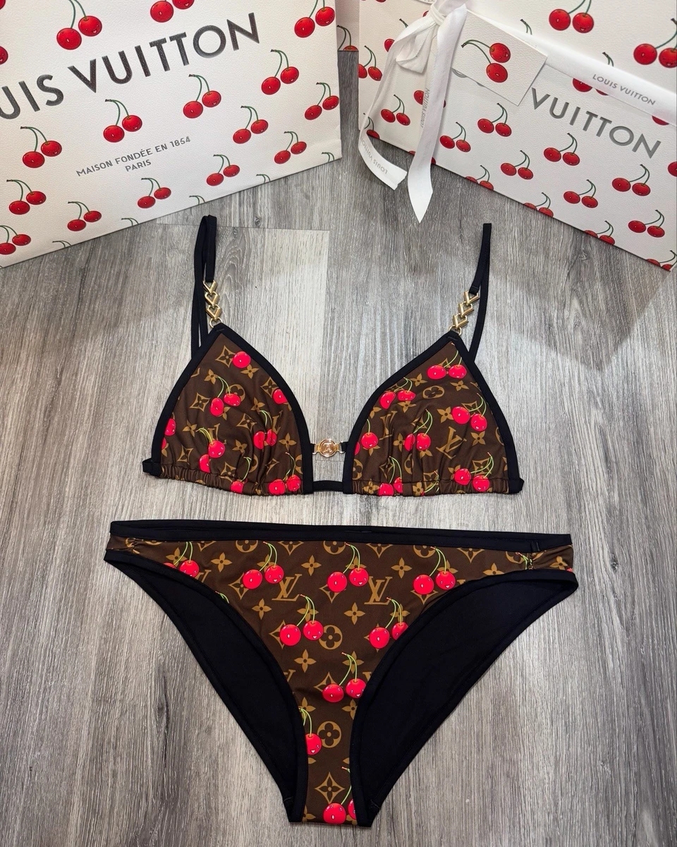 LV x Takashi Murakami Cherry Swim Bikini Set🍒Top+Bottoms