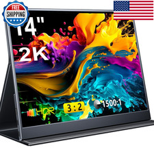 Pornitor Portable Monitor 14 Inch 32 Qhd Ips Laptop Display Dual Usb C Hdmi