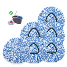 6 Pack Spin Mop Heads Replacements Compatible for O ceda RinseClean 2 Tank Sy...