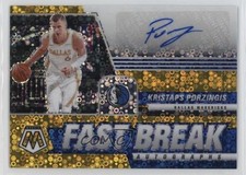 2020-21 Panini Mosaic Fast Break Gold Prizm 8/10 Kristaps Porzingis Auto v9t
