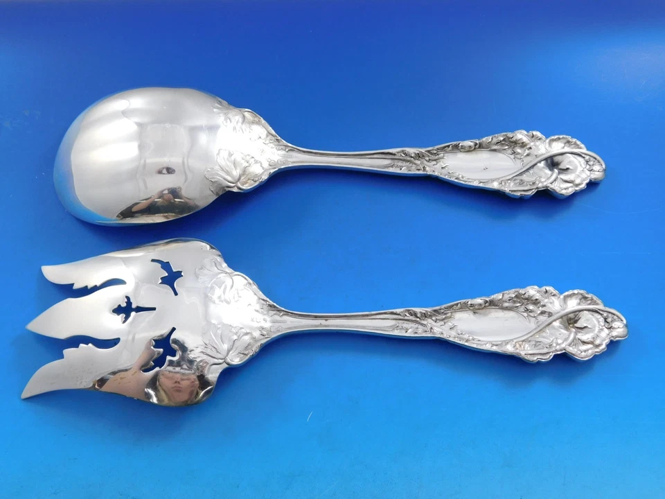 Juego de servir ensalada Love Disarmed by Reed & Barton Sterling perforada 3 piezas 10 1/2" Foto 4 de 4