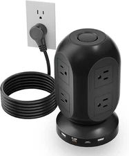 Surge Protector Power Strip-Surge with USB Ports 8 Black 