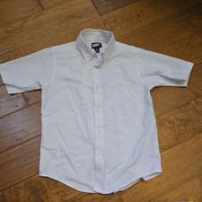 Lands' End Boy's White Shirt Short Sleeve Button Down Collar Size 12