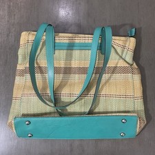 Patricia Nash borsa a mano italiana paglia fine multi tessuto Aqua Viana tote tessuto