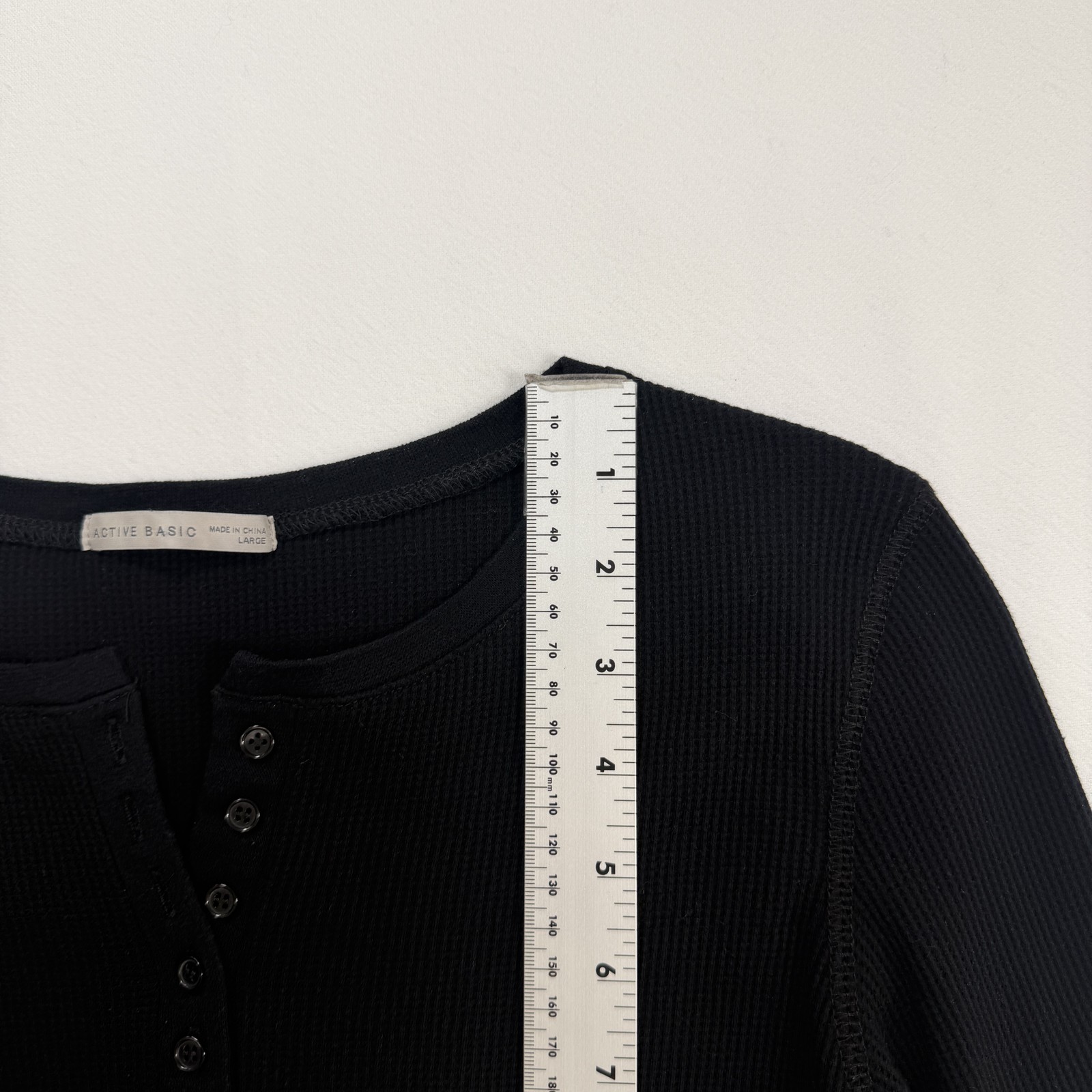 ACTIVE BASIC Women's Black Waffle Knit Thermal He… - image 5