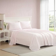 Laura Ashley - King Sheet Set Crisp Cool Cotton Percale Bedding Deep Pockets