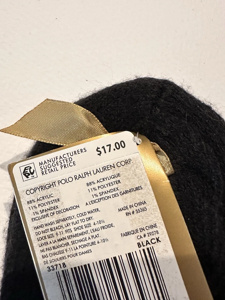 Ralph Lauren Women’s Black Lounging Sock - Image 3 of 4