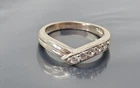 Vintage Sterling Silver White Crystal  band Ring size 8