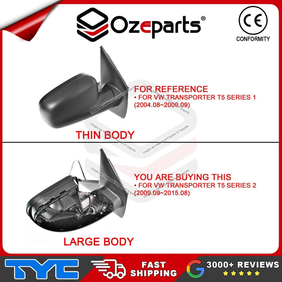 TYC RH Right Electric Door Mirror For VW Volkswagen Transporter T5 2009-2015 - image 2 of 4