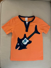 GYMBOREE BOY SZ 4 T Cotton Orange T-Shirt w/ Navy 