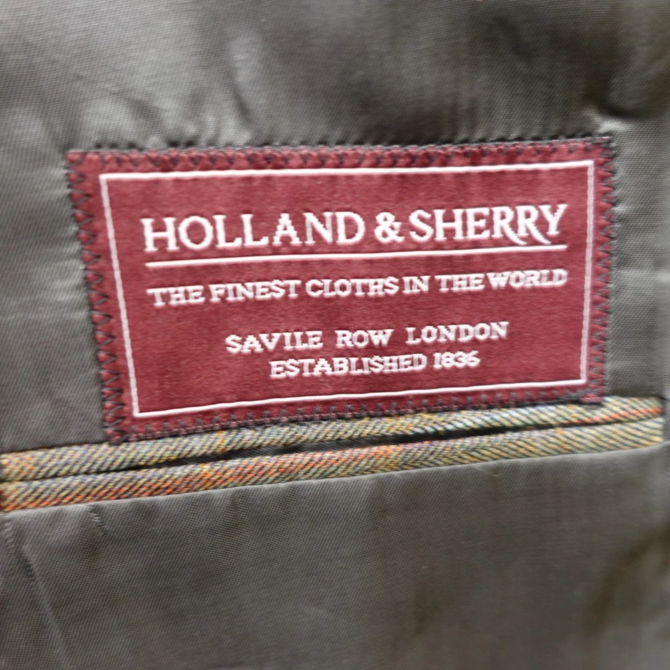 美国制造 Windowpane 格纹运动外套男式 40R 绿色 HOLLAND SHERRY 定制夹克 — 第 4/4 张图片
