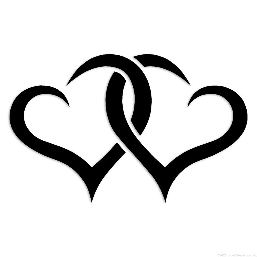 Interlocking Hearts - Decal Sticker - Multiple Colors & Sizes