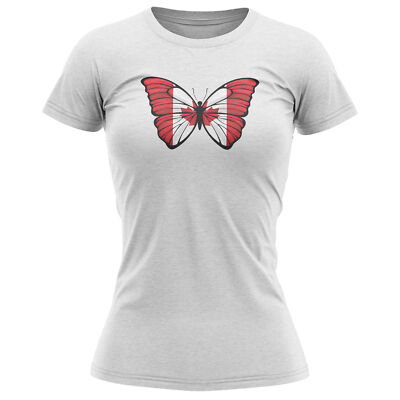 Kanada Flagge Schmetterling Damen T-Shirt Fußball Her Canadian Supporters Frauen