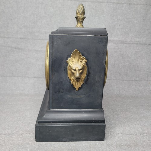 Antique Victorian Black Marble Mantle Clock - Picture 4 of 5