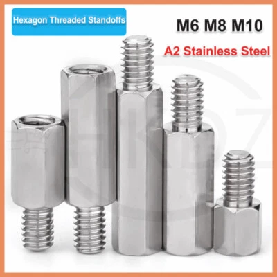 M6 M8 M10 Male to Female Hexagon Threaded Standoffs PCB Pillar Stainless Steel