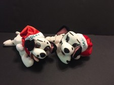 Disney 101 Dalmatians Plush Puppy Dog Christmas Santa Lucky Jewel Beanbag HTF