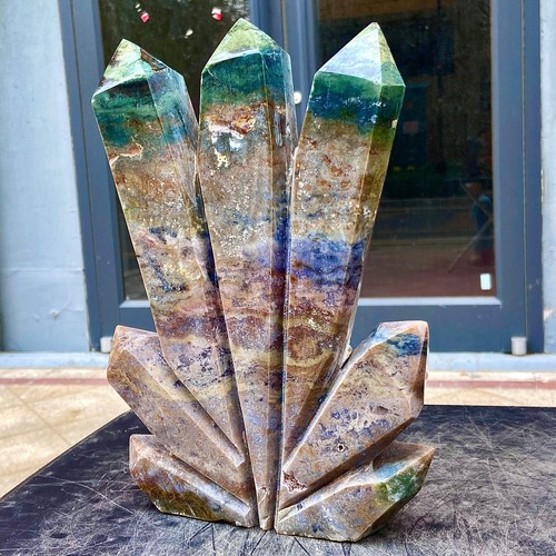 9.17LB Natural water grass agate column with multiple pointed quartz crysta - 第 2/13 張圖片