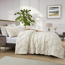 3 Piece Pinch Pleat Bed Blanket Down Alternative Comforter Sets All Season