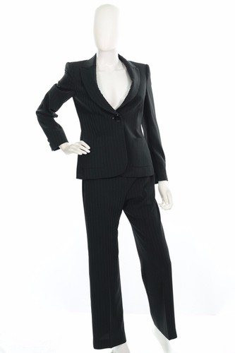 Armani Collezioni, Tuta pantalone donna Armani Collezioni Midnight un bottone spilla righe taglia 2