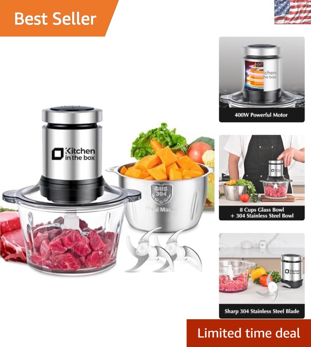 Professional-Grade 400W Food Processor with 2 Speed Settings