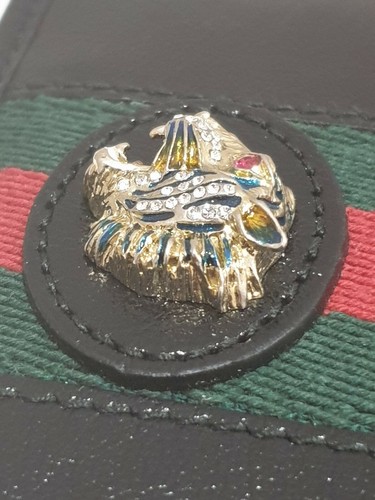 AUTHENTISCHES SELTENES NEUES GUCCI SCHWARZES LEDER RAJAH KREDITKARTENETUI - Bild 9 von 11