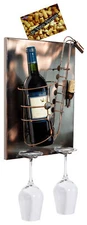 BRUBAKER Wine Bottle Holder 'Saxophone' - Wall Mountable with 2 Glass Holders