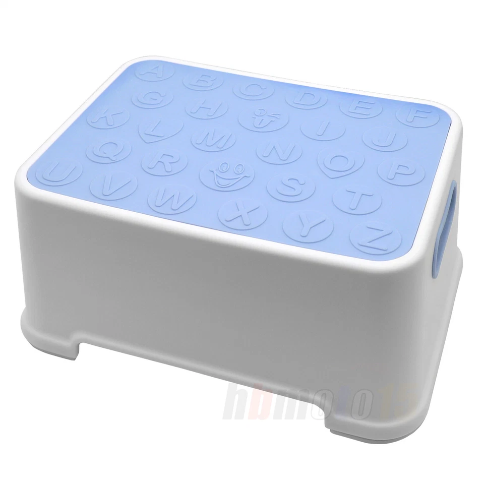 Taburete escalera plástico azul pequeño sólido y antideslizante con 68 números y 26 letras Foto 3 de 4