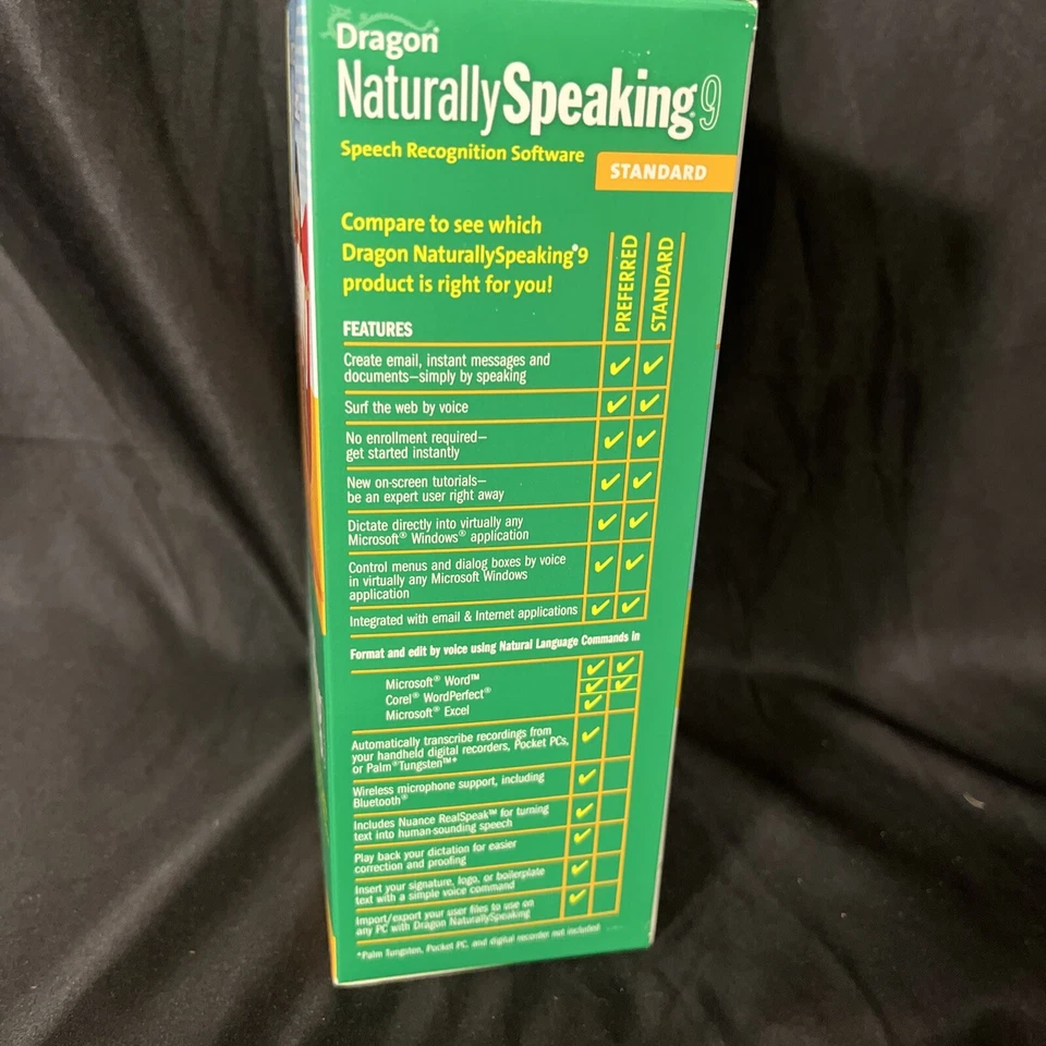 Dragon Naturally Speaking 9 Standard SPEECH RECOGNITION SOFTWARE NEW NEVER OPEN - Image 2 of 4