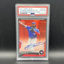 Vladimir Guerrero Jr 2021 Topps Road To Opening Day #OD63D Auto Red 7/10 PSA 10
