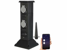 Multiprise colonne de jardin connectée et intelligente avec 4 prises et command