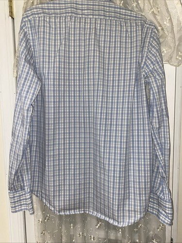 Rag & Bone Shirt Mens 16.5 Fit 1 Blue Checked Business Casual Dress - Picture 3 of 7