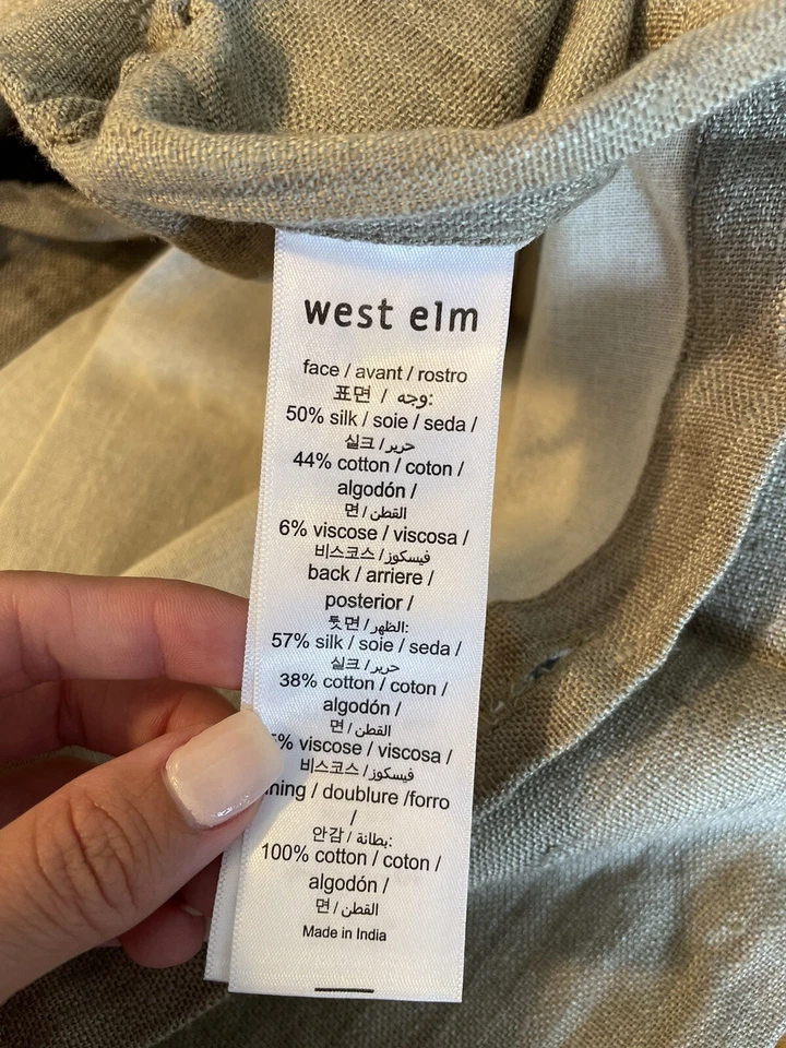 Западный вяз шелковые полоски наволочка 20» травертин бежевый Eco Tasar новый без ЯРЛЫКОВ - Изображение 3 из 4