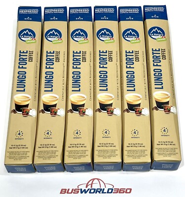 SIXTY La Natura Organic LUNGO FORTE Coffee Capsules Pod Nespresso Compatible NEW