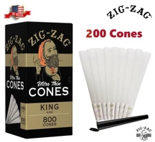Zig-Zag® Ultra Thin Paper Cones King Size 200 Pack & Free Tube US
