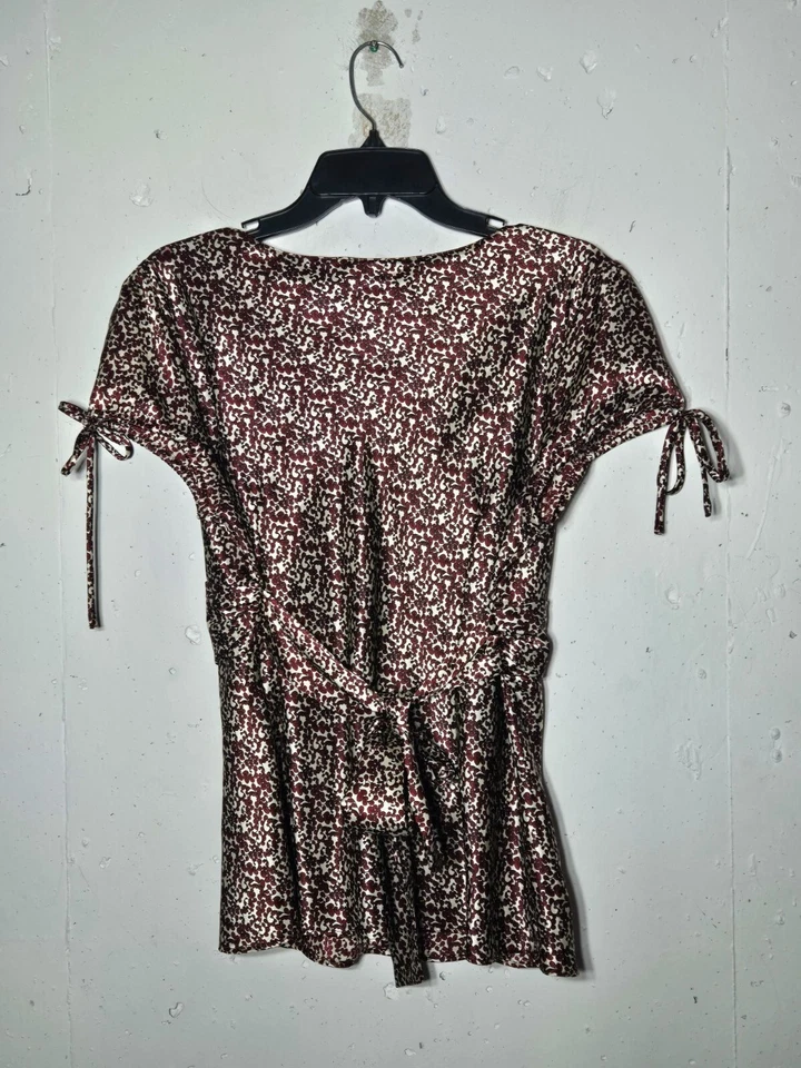 Babydoll floral Cato para mujer cuello en V manga corta top talla grande boho hada sedoso Foto 2 de 4