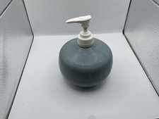 VTG ARTIST SIGNED JM ART POTTERY SOAP PUMP DISPENSER - BLUE BULBOUS SHAPE