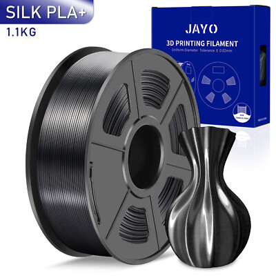 JAYO SILK PLA+ 3D Printer Filament 1.75mm Black 1.1KG Shiny Metallic ±0.02mm