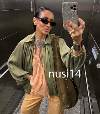 ZARA NEW WOMAN SS25 PUFFED BOMBER JACKET ZW COLL LT. KAHKI