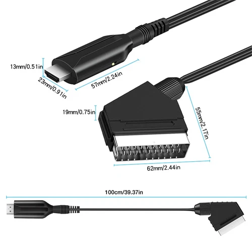 SCART To HDMI Adapter Cable 1-Meter Converter Converter HD Video Audio HD TV - Imagen 9 de 9