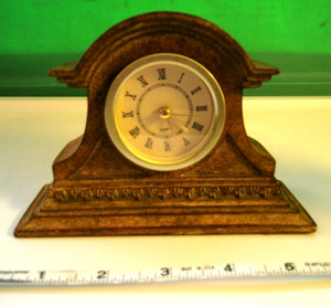 6" Mantel Clock-Made of Unique Faux Wood Material-Unique Design-Looks Old-Works