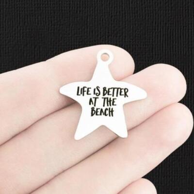 Beach Stainless Steel Starfish Charms - Life is better at the - BFS019-6345