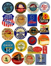 22 Railroad Train Decals printable DIGITAL download Junk Journal Ephemera Kit