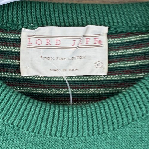 Vintage Lord Jeff Mens Sweater Long Sleeve Crew Neck Fine Cotton Green Size XL - Picture 7 of 8