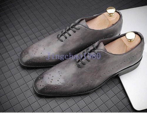 Mens Brogue Carved British Vintage Leather Lace Up Casual Retro Shoes Dress Form - Picture 4 of 12