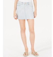 Vanilla Star Sz 9 Womens Light Denim Striped Mini Skirt Blue NWOT